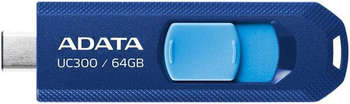 Flash-носитель A-DATA Флеш Диск 64GB Type-C UC300 ACHO-UC300-64G-RNB/BU USB3.2 синий/голубой