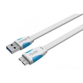 Кабель Vention USB 3.0 AM/micro B - 1м, плоский, белый