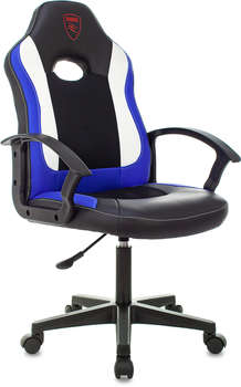 Кресло ZOMBIE игровое 11LT черный/синий эко.кожа/ткань крестов. пластик черный