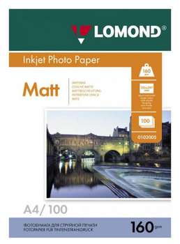 Бумага Lomond 0102005 A4/160г/м2/100л. матовая для струйной печати до 2880dpi hv