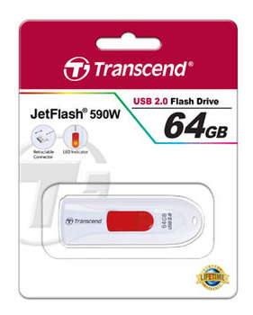 Flash-носитель Transcend 64Gb Jetflash 590 USB2.0 белый TS64GJF590W