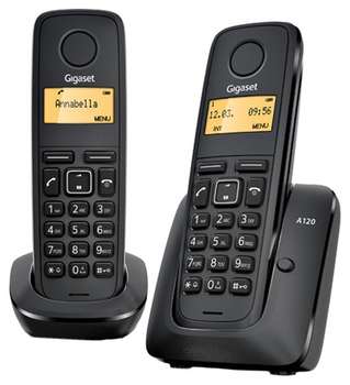 Телефон GIGASET Р/ Dect A120 Duo черный АОН