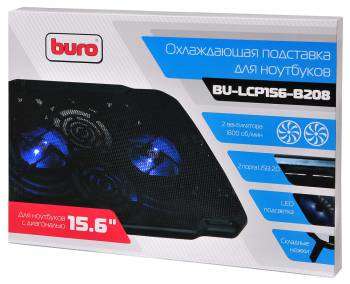 Аксессуар для ноутбука BURO BU-LCP156-B208 15.6"355x260x21мм 2xUSB 2x 80ммFAN 560г металлическая сетка/пластик черный