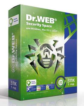 Антивирус Dr.web ПО  Security Space Pro 3-Desktop 1 year Base Box