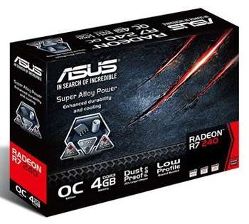 Видеокарта ASUS PCI-E R7240-OC-4GD3-L AMD Radeon R7 240 4096Mb 128bit DDR3 770/1800/HDMIx1/CRTx1/HDCP Ret low profile