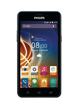 Смартфон Philips Xenium V526 8Gb темно-синий моноблок 3G 4G 2Sim 5" 720x1280 Android 5.1 13Mpix WiFi BT GPS GSM900/1800 GSM1900 TouchSc MP3 A-GPS microSDXC max64Gb