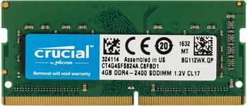 Оперативная память Crucial Память DDR4 4Gb 2400MHz CT4G4SFS824A RTL PC4-19200 CL17 SO-DIMM 260-pin 1.2В single rank