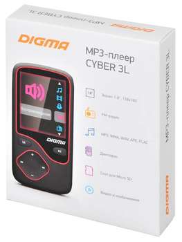 MP3-плеер Digma Плеер Flash Cyber 3L 4Gb черный/красный/1.8"/FM/microSDHC