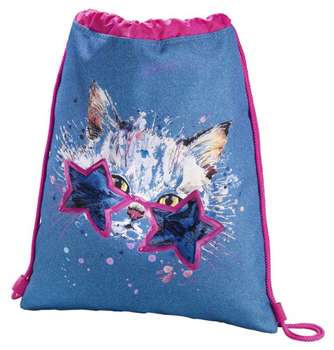 Школьный рюкзак Hama для обуви  Crazy cat синий/розовый