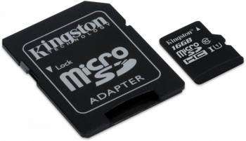 Карта памяти Kingston Флеш карта microSDHC 16Gb Class10 SDCIT/16GB + adapter