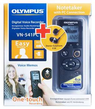 Диктофон Olympus Цифровой VN-541PC + E39 Earphones 4Gb черный