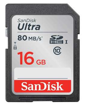 Карта памяти SanDisk SDHC 16GB 80MB/s Class 10 UHS-I SDSDUNC-016G-GN6IN