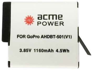 Аксессуары для фото и видео ACMEPOWER Аккумулятор для экшн-камер AP-AHDBT-501 для: GoPro Hero 5/6