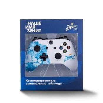 Аксессуар для игровой приставки Microsoft Геймпад Беспроводной ФК Зенит Лев белый/голубой для: Xbox One