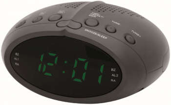 Радиобудильник SUPRA SA-25FM черный LED подсв:зеленая часы:цифровые FM/УКВ