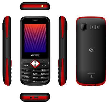 Сотовый телефон Digma Мобильный телефон  A242 Linx 32Mb черный/красный моноблок 2Sim 2.44" 240x320 BT GSM900/1800 FM microSD max16Gb