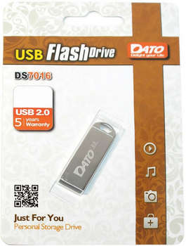 Flash-носитель DATO 16Gb DS7016 DS7016-16G USB2.0 серебристый