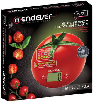 Кухонные весы ENDEVER Весы кухонные электронные  Skyline KS-520 макс.вес:5кг рисунок/томат