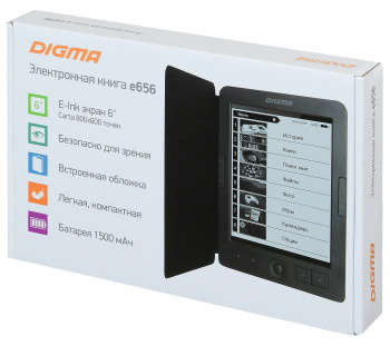 Электронная книга Digma E656 Cover 6" E-Ink Carta 800x600 600MHz/4Gb/microSDHC темно-серый