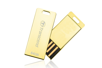 Flash-носитель Transcend 64GB JETFLASH T3G USB 2.0 накопитель, металлический корпус, золотой, Ультракомпактный TS64GJFT3G