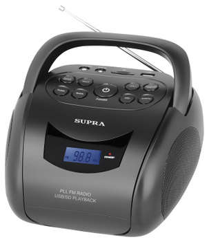 Магнитола SUPRA BB-24MUS черный 3Вт/MP3/FM/USB/SD