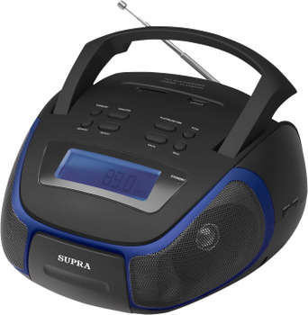 Магнитола SUPRA BB-23MUS черный/синий 3Вт/MP3/FM/USB/SD