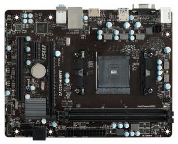 Материнская плата MSI A68HM-E33 V2 Soc-FM2+ AMD A68H 2xDDR3 mATX AC`97 8ch GbLAN RAID RAID1 RAID10+VGA+HDMI