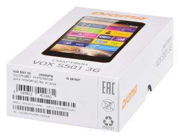 Смартфон Digma S501 3G VOX 8Gb белый моноблок 3G 2Sim 5" 720x1280 Android 5.1 8Mpix WiFi BT GPS GSM900/1800 GSM1900 TouchSc MP3 VidConf FM A-GPS microSD max32Gb
