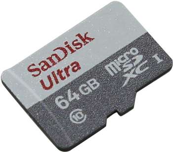 Карта памяти Флеш карта microSDXC 64Gb Class10 Sandisk SDSQUNS-064G-GN3MN Ultra w/o adapter