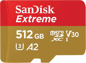Карта памяти SanDisk microSD 512Gb Class10 SDSQXA1-512G-GN6MA Extreme + adapter