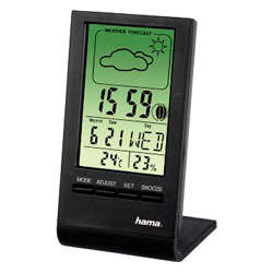 Погодная станция Hama TH-100, термометр/гигрометр/часы/фазы луны/прогноз погоды, черный,   [Ox&