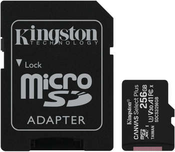 Карта памяти Kingston Флеш карта microSDXC 256GB SDCS2/256GB Canvas Select Plus + adapter