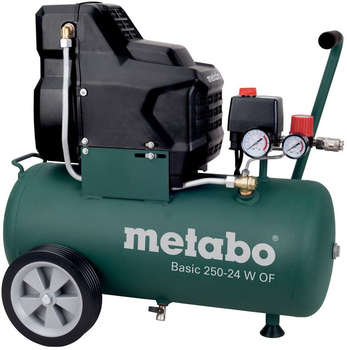 Компрессор пневматический Metabo Basic 250-24 W OF безмасляный 120л/мин 24л 1500Вт зеленый 601532000
