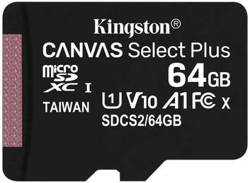 Карта памяти Kingston Флеш карта microSDXC 64GB SDCS2/64GBSP Canvas Select Plus w/o adapter