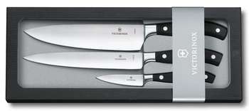 Нож кухонный VICTORINOX Forged Chefs компл.:3шт черный подар.коробка 7.7243.3