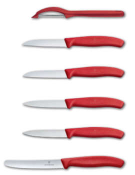 Нож кухонный VICTORINOX Набор ножей кухон. Swiss Classic Paring  компл.:6шт красный подар.коробка