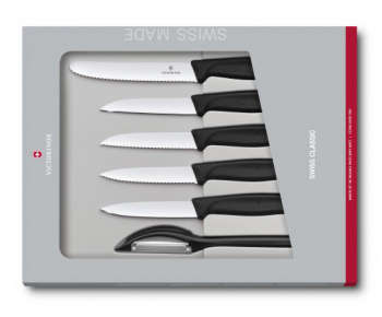 Нож кухонный VICTORINOX Набор ножей кухон. Swiss Classic Paring  компл.:6шт черный подар.коробка