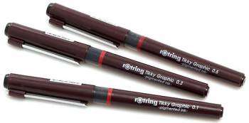 Ручка роллер ROTRING TIKKY GRAPHIC :3 ручки: 0.1/0.3/0.5мм черные чернила 1904780