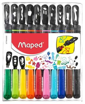 Ручка роллер MAPED GRAPH PEP`S MANIA 0.4мм 10цв. +трафарет 749450