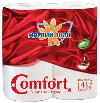 Бумага туалетная МЯГКИЙ ЗНАК Classic бытовая Comfort 2-хслойная 13.75м белый