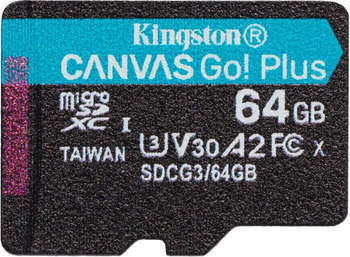 Карта памяти Kingston Флеш карта microSDXC 64GB SDCG3/64GBSP Canvas Go! Plus w/o adapter