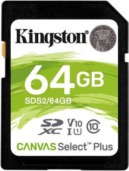 Карта памяти Kingston Флеш карта SDXC 64GB SDS2/64GB Canvas Select Plus w/o adapter