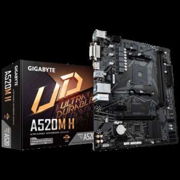 Материнская плата Gigabyte A520M H Soc-AM4 AMD A520 2xDDR4 mATX AC`97 8ch GbLAN RAID+DVI+HDMI