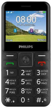 Сотовый телефон Philips Мобильный телефон E207 Xenium 32Mb черный моноблок 2Sim 2.31" 240x320 Nucleus 0.08Mpix GPS GSM900/1800 GSM1900 FM A-GPS microSD max32Gb