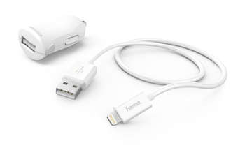 Автоаксессуар Hama Комплект зар./устр. H-183266 2.4A USB для Apple белый