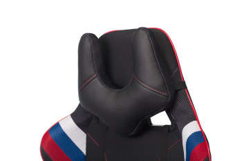 Игровое кресло VIKING 4 AERO RUS две подушки белый/синий/красный черный искусст.кожа/ткань