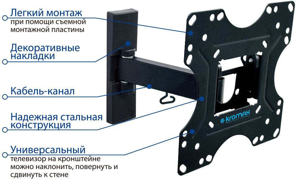 Установка кронштейна kromax для телевизора на стену