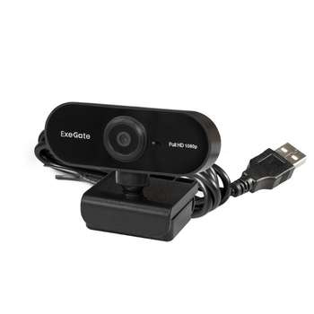 Веб-камера EXEGATE EX287379RUS Stream C925 FullHD T-Tripod (матрица 1/3" 2 Мп, 1920х1080, 1080P, 30fps, 4-линзовый объектив, шторка, фиксированный фокус, USB, микрофон с шумоподавлением, повор