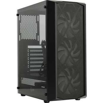 Корпус Powercase CMRMX-L3 Rhombus X3 Mesh LED, Tempered Glass, 3x 120mm 5-color fan, чёрный, ATX