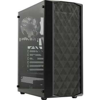 Корпус Powercase CMDM-L1 Diamond Mesh LED, Tempered Glass, 1x 120mm 5-color fan, чёрный, ATX